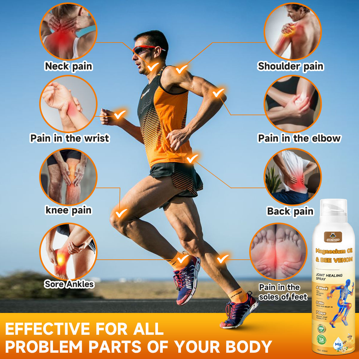 💧🐝 Ourlyard™ Magnesium Oil & Bee Venom Joint Healing Spray 👨⚕️ Zatwierdzone przez Australijskie Stowarzyszenie Ortopedyczne (AOA)