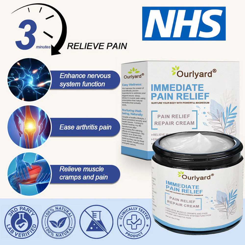 ✅Zatwierdzony przez NHS: Ourlyard® Magnesium Pain Healing Bone Cream (krem magnezowy łagodzący ból i wspomagający gojenie kości) (leczenie zapalenia stawów, neuropatii, chorób reumatycznych, skurczów mięśni, drgań i urazów sportowych)